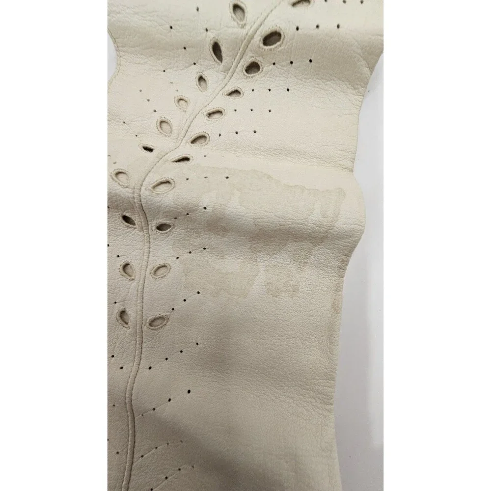 **VINTAGE DESIGNER LADIES CREAM LEATHER GLOVES SILK LINING SIZE Small
